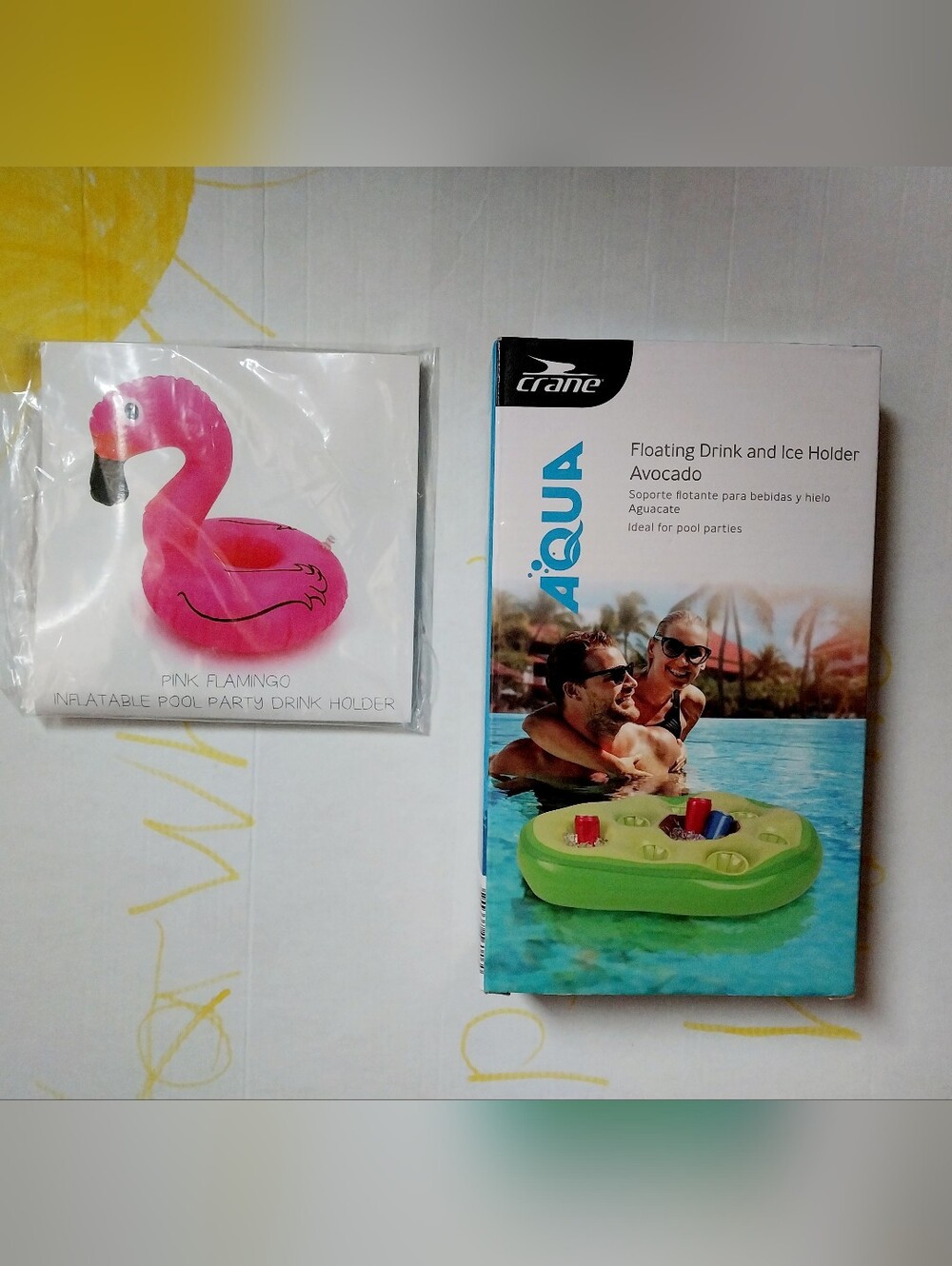 Crane Aqua Avocado Floating Drink & Ice Holder, Flamingo Drink Holder